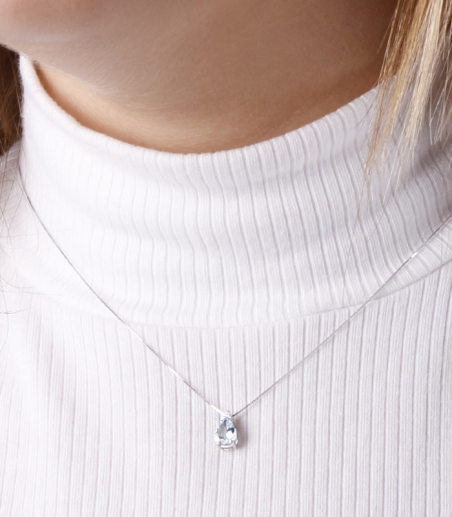 Gargantilla Oro 18k aguamarina y diamantes 0.03cts "Blue Tear"