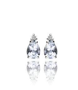 Pendientes Oro 18k aguamarina y diamantes 0.05cts "Blue tears"