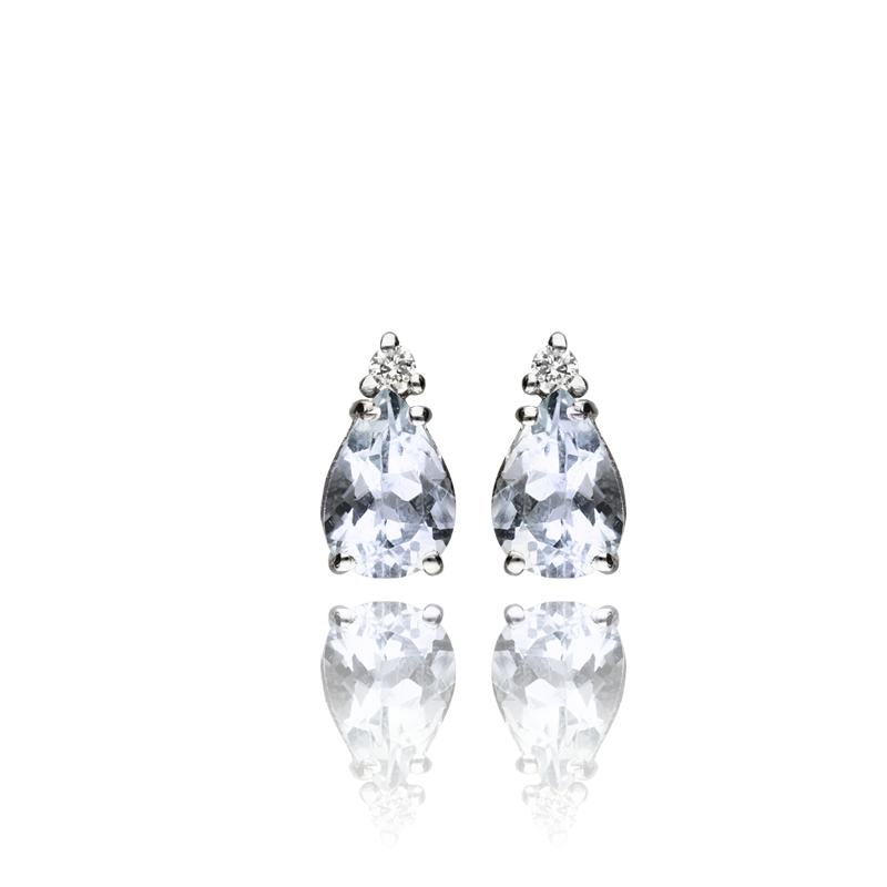 Pendientes Oro 18k aguamarina y diamantes 0.05cts "Blue tears"
