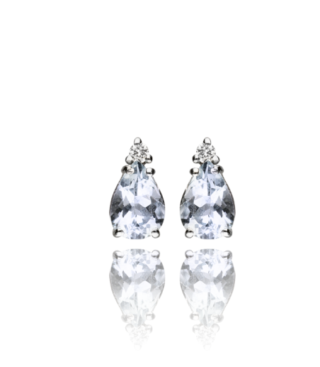 Pendientes "Petite Tear" Oro Blanco y Diamantes 0.05 cts
