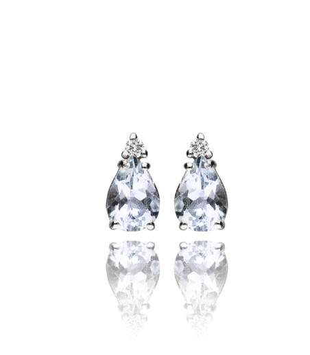 Pendientes Oro 18k aguamarina y diamantes 0.05cts "Blue tears"