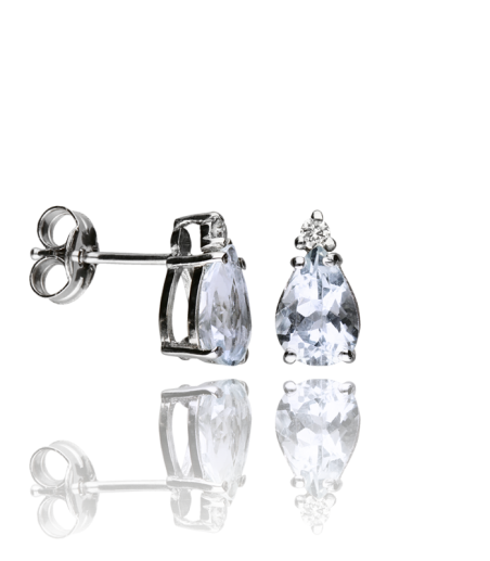 Pendientes Oro 18k aguamarina y diamantes 0.05cts "Blue tears"
