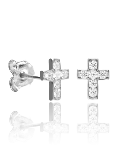 Pendientes Cruz "Little Shine" Plata de Primera Ley