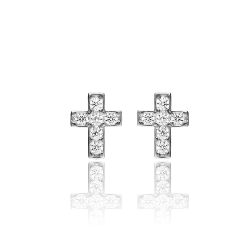 Pendientes Cruz "Little Shine" Plata de Primera Ley