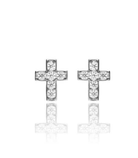 Pendientes Cruz "Little Shine" Plata de Primera Ley