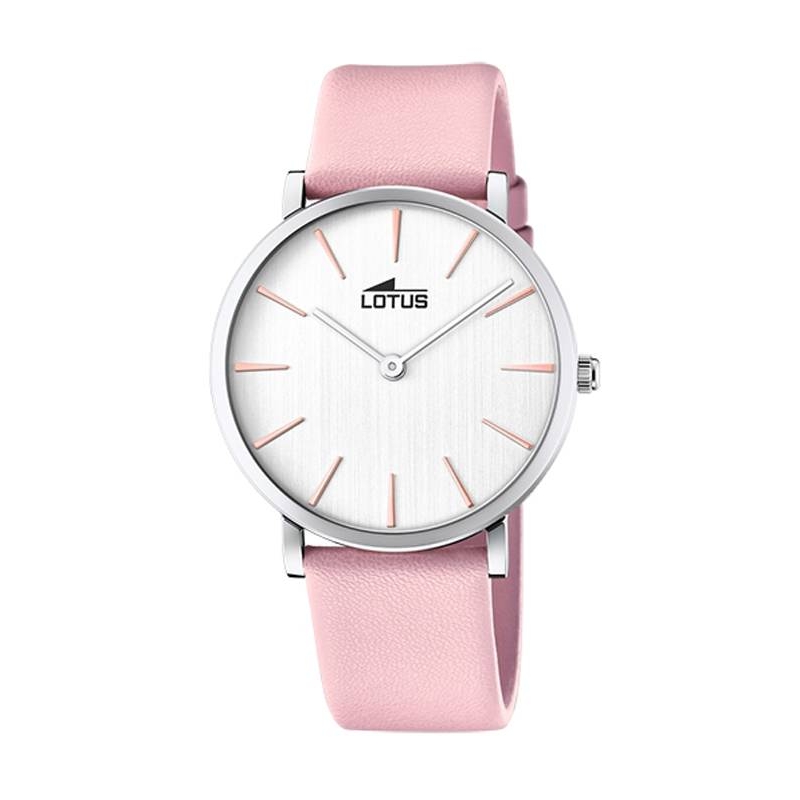 Reloj Lotus de mujer Minimalist correa rosa y esfera blanca 18776/1