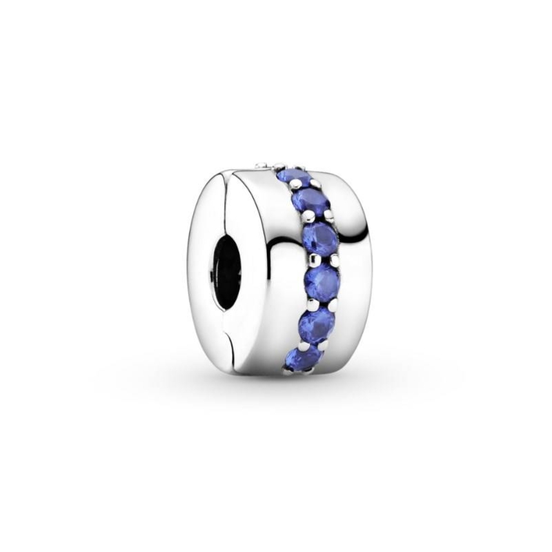 CLIP PLATA PANDORA CON CRISTAL AZUL 791972C01