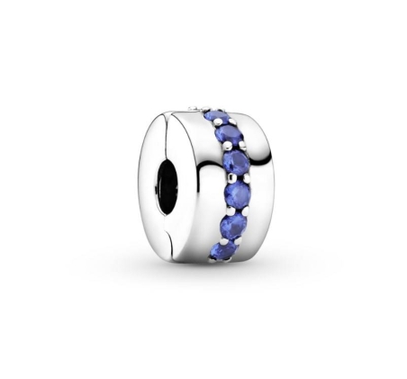 CLIP PLATA PANDORA CON CRISTAL AZUL 791972C01