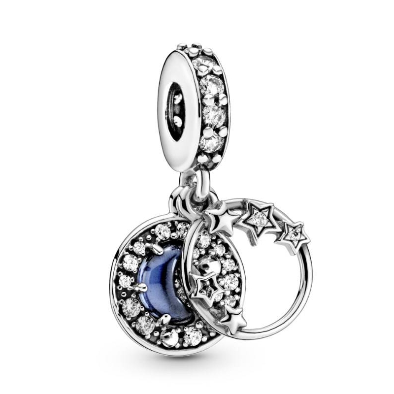 CHARM PLATA ESTRELLA Y LUNA CIRCONITAS 799216C01