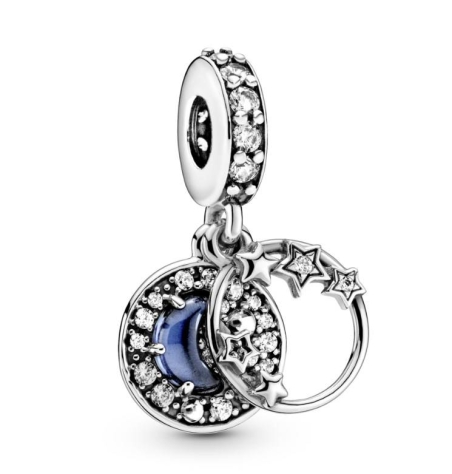 CHARM PLATA ESTRELLA Y LUNA CIRCONITAS 799216C01