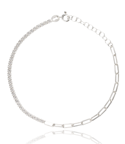 Pulsera Mixta Eslabones y Cristales Transparentes