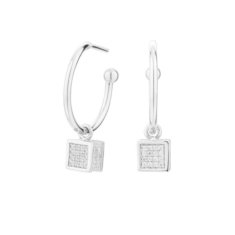 Pendientes Aros Cube Cubo Plata SEA-101-052-UU