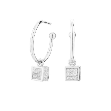 Pendientes Aros Cube Cubo Plata SEA-101-052-UU