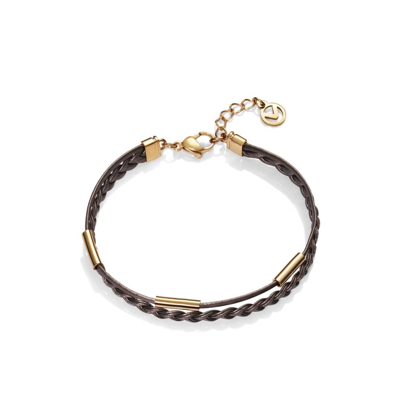 PULSERA ACERO DORADO MARR?N ROSA SRA FN 15075P01011