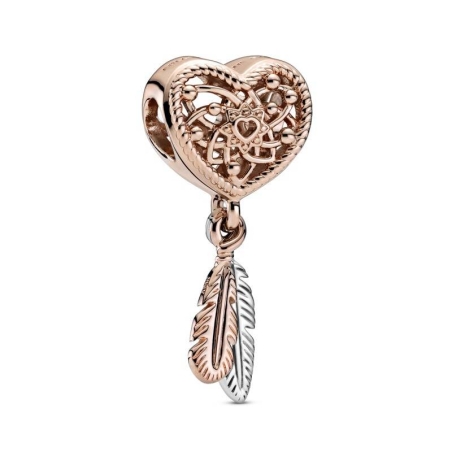 Charm Atrapasueños con Corazón y Dos Plumas 789068C00