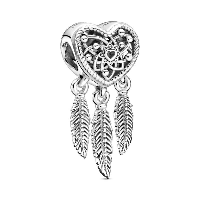 Charm Pandora atrapasueños con Corazón y Tres Plumas Plata 799107C00