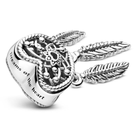 Charm Pandora atrapasueños con Corazón y Tres Plumas Plata 799107C00