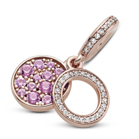 Charm Colgante Pandora Doble Disco Rosa Brillante 789186C02