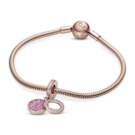 Charm Colgante Pandora Doble Disco Rosa Brillante 789186C02