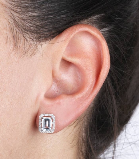 Pendientes Oro 18k aguamarina y diamantes 0.28cts "La Bohéme"