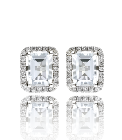 Pendientes Oro 18k aguamarina y diamantes 0.28cts "La Bohéme"