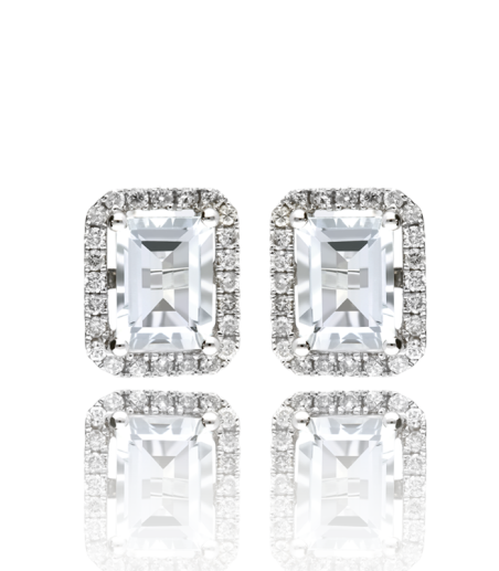 Pendientes Oro 18k aguamarina y diamantes 0.28cts "La Bohéme"