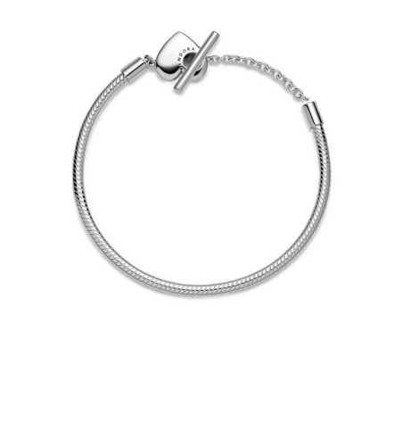 Pulsera Moments en plata de ley Cadena de Serpiente con cierre en T y corazón 599285C00