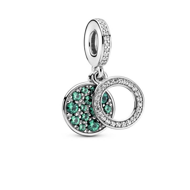 Charm Colgante en plata de ley Doble Disco Verde Brillante 799186C02