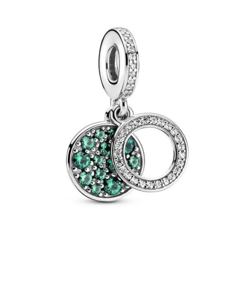 Charm Colgante en plata de ley Doble Disco Verde Brillante 799186C02