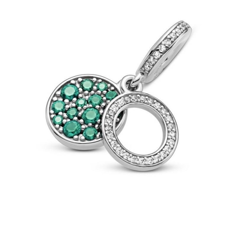 Charm Colgante en plata de ley Doble Disco Verde Brillante 799186C02