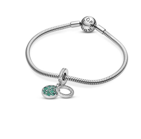 Charm Colgante en plata de ley Doble Disco Verde Brillante 799186C02