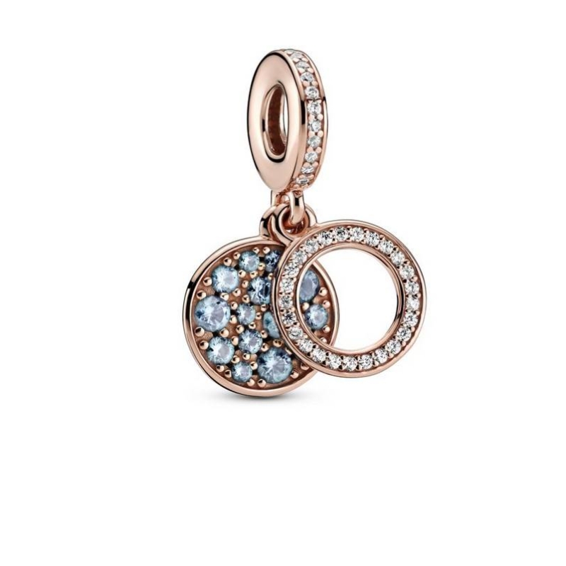 Charm Colgante en Pandora Rose Doble Disco Azul Claro Brillante 789186C03