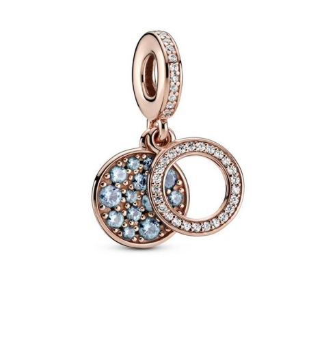 Charm Colgante en Pandora Rose Doble Disco Azul Claro Brillante 789186C03