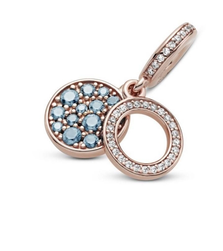 Charm Colgante en Pandora Rose Doble Disco Azul Claro Brillante 789186C03