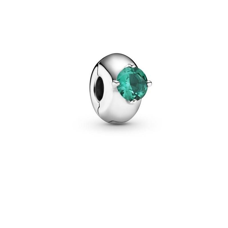 Clip en plata de ley Círculo Solitario Verde 799204C03