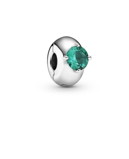 Clip en plata de ley Círculo Solitario Verde 799204C03