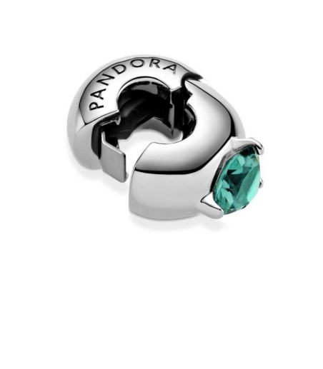Clip en plata de ley Círculo Solitario Verde 799204C03