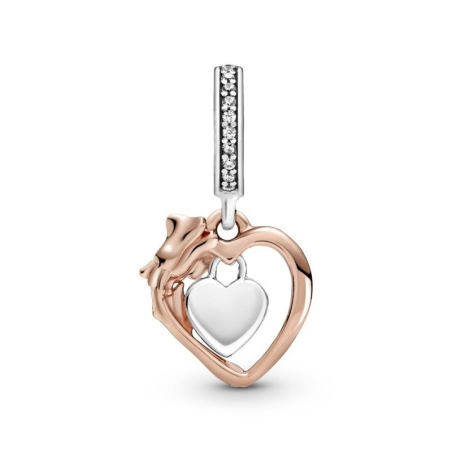 Charm Colgante en Pandora Rose Corazón y Flor Rosa 789290C01