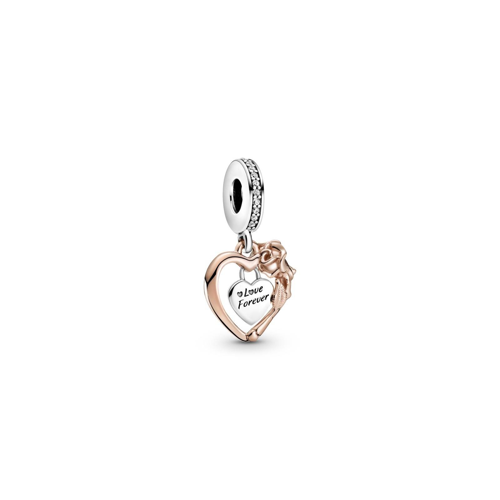 Charm Colgante en Pandora Rose Corazón y Flor Rosa 789290C01