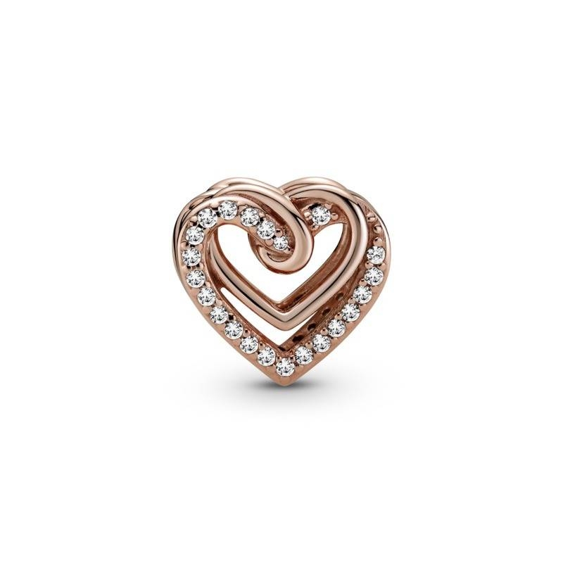 Charm en Pandora Rose Corazones Brillantes Entrelazados 789270C01