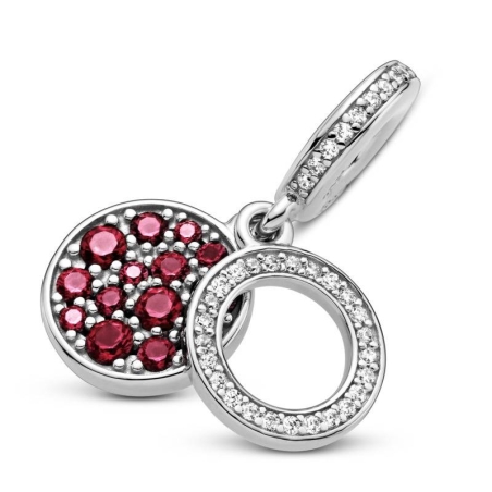 Charm Colgante en plata de ley Doble Disco Rojo Brillante 799186C03