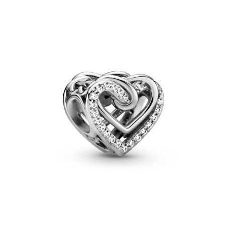 Charm en plata de ley Corazones Brillantes Entrelazados 799270C01