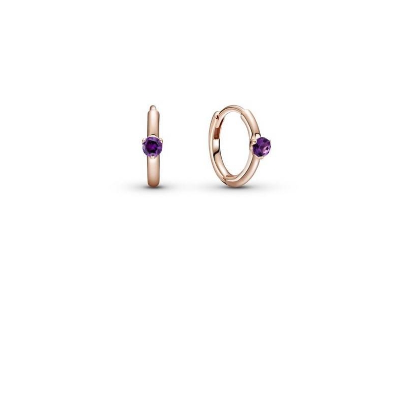 Pendientes aro en Pandora Rose Solitario Morado 289304C01