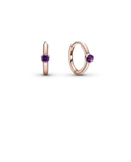 Pendientes aro en Pandora Rose Solitario Morado 289304C01