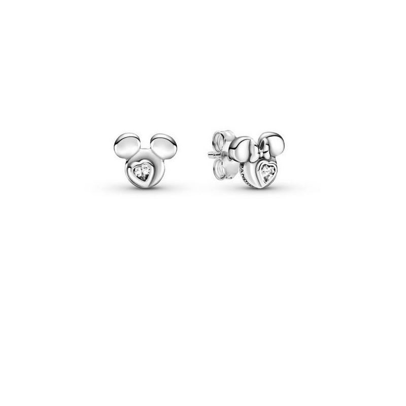 Pendientes de botón en plata de ley Siluetas Mickey Mouse y Minnie Mouse de Disney 299258C01