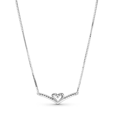 Collar en plata de ley Corazón Espumoso Brillante 399273C01-45