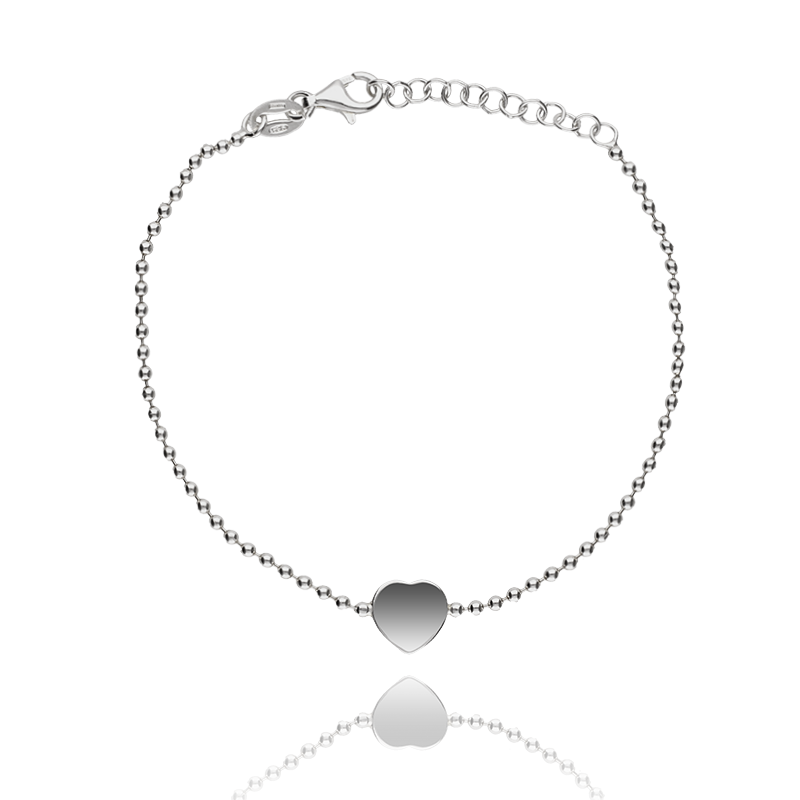 Pulsera de bolas en Plata con Corazón