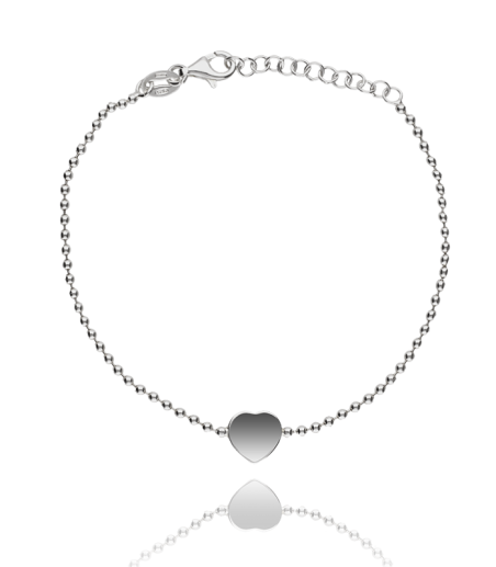 Pulsera de bolas en Plata con Corazón