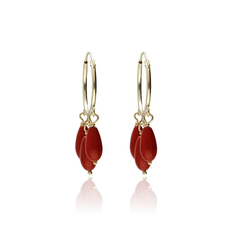 Pendientes Oro amarillo 18k con corales