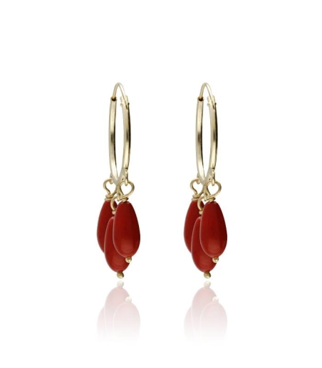 Pendientes Oro amarillo 18k con corales